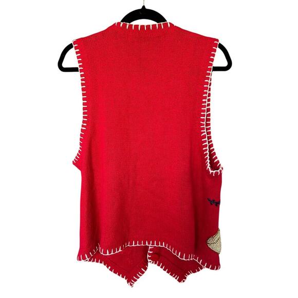 Victoria Jones Women's Beaded + Knit Red Christmas Vest Size Medium - Picture 12 of 12